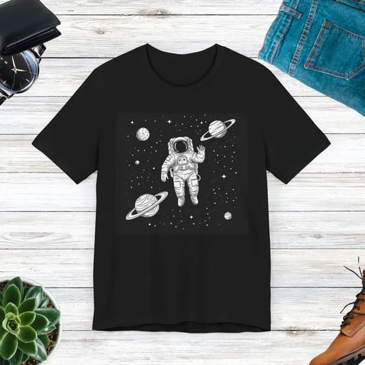 Unleash your Inner Astronaut with Space Unisex Jersey Tee - Black / Xs T-shirt