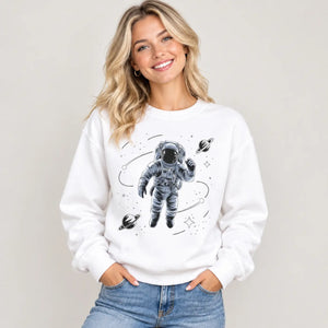 DipaliZ Astronaut in Space Sweatshirt Seamless Fleece