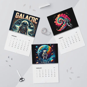 Space Wall Calendars 2026 - 270gsm Paper Silver Wire Binding - Dipaliz - 11’’ x 8.5’’ / Matte
