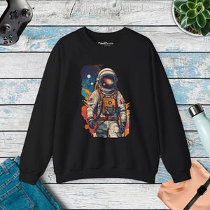 Astronaut Crewneck Sweatshirt Unisex Heavy Blend Space Explorer - Dipaliz - s / Black - Sweatshirts