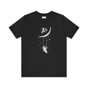 Astronaut Moon Swing T-shirt - Cosmic Crescent Design - Dipaliz