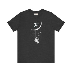 Astronaut Moon Swing T-shirt - Cosmic Crescent Design - Dipaliz - Dark Grey Heather / s