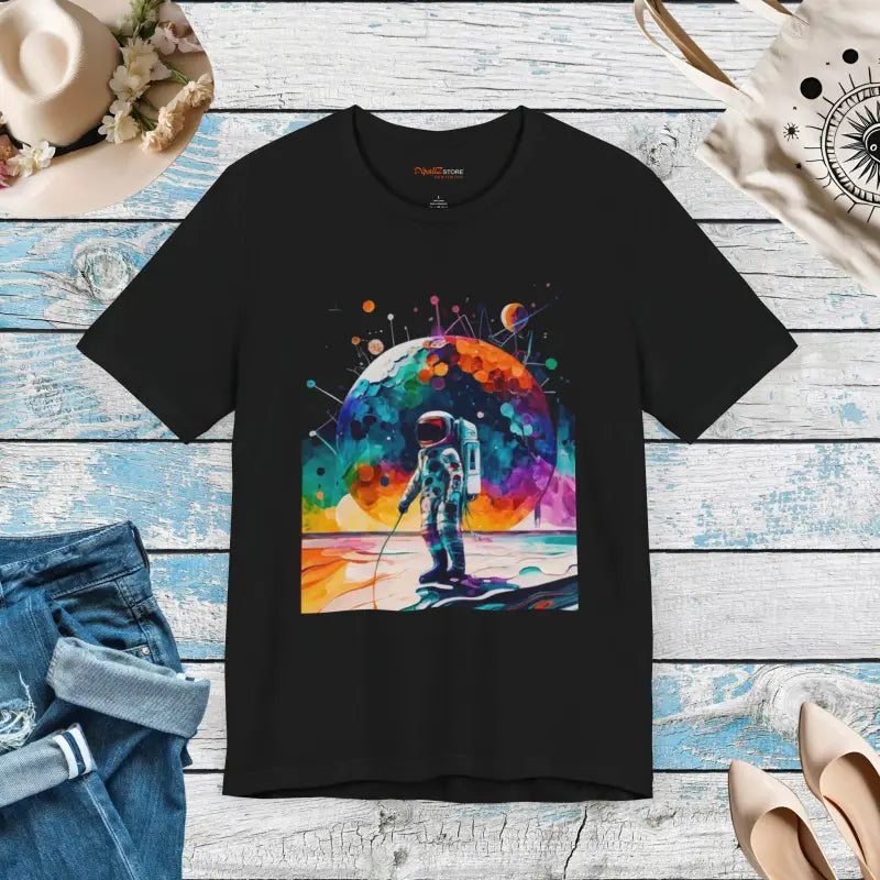 Blast off in Style: Unisex Astronaut Short Sleeve Tee - Black / s T-shirt