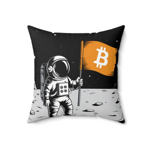 Astronaut Bitcoin Flag Spun Polyester Throw Pillow - Dipaliz - Pillows