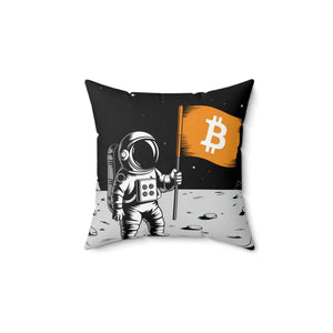 Astronaut Bitcoin Flag Spun Polyester Throw Pillow - Dipaliz - 14’’ × - Pillows