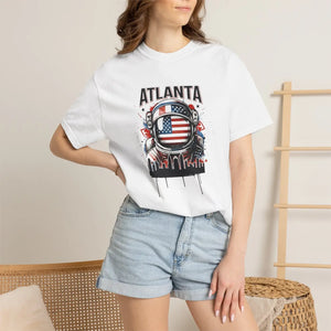 Atlanta Astronaut T-shirt, American Flag Space Helmet Graphic - T-shirts
