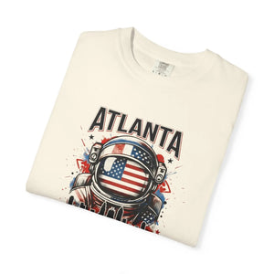 Atlanta Astronaut T-shirt, American Flag Space Helmet Graphic - T-shirts