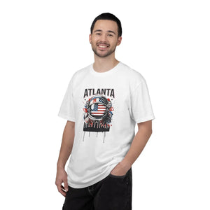 Atlanta Astronaut T-shirt, American Flag Space Helmet Graphic - T-shirts