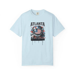 Atlanta Astronaut T-shirt, American Flag Space Helmet Graphic - T-shirts