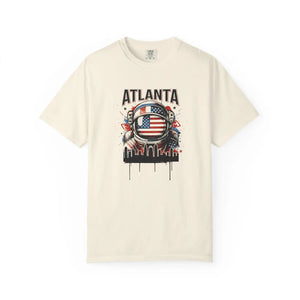 Atlanta Astronaut T-shirt, American Flag Space Helmet Graphic - T-shirts
