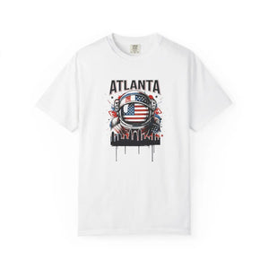 Atlanta Astronaut T-shirt, American Flag Space Helmet Graphic - T-shirts