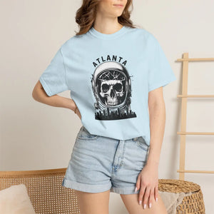Atlanta Skull Astronaut T-shirt, Space Helmet Skyline Graphic Tee - T-shirts