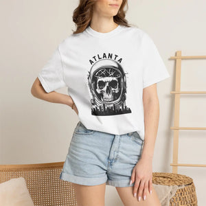 Atlanta Skull Astronaut T-shirt, Space Helmet Skyline Graphic Tee - T-shirts