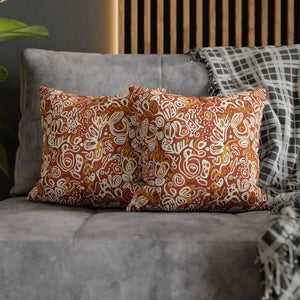 Autumn Boho Abstract Square Pillowcase - Rust Floral - Dipaliz - 14’’ × - Throw Pillows