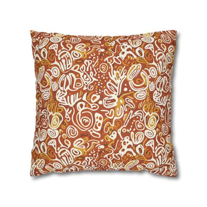 Autumn Boho Abstract Square Pillowcase - Rust Floral - Dipaliz - 18’’ × - Throw Pillows