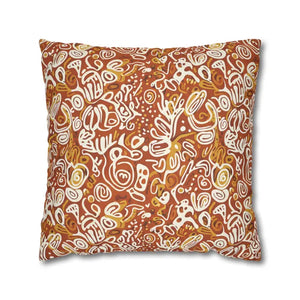 Autumn Boho Abstract Square Pillowcase - Rust Floral - Dipaliz - 20’’ × - Throw Pillows