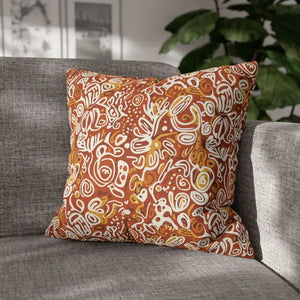 Autumn Boho Abstract Square Pillowcase - Rust Floral - Dipaliz - Throw Pillows