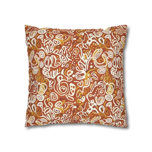 Autumn Boho Abstract Square Pillowcase - Rust Floral - Dipaliz - Throw Pillows
