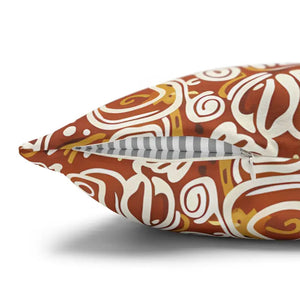 Autumn Boho Abstract Square Pillowcase - Rust Floral - Dipaliz - Throw Pillows