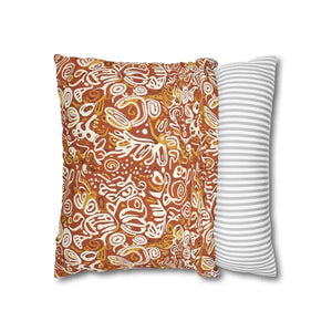 Autumn Boho Abstract Square Pillowcase - Rust Floral - Dipaliz - Throw Pillows