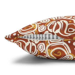 Autumn Boho Abstract Square Pillowcase - Rust Floral - Dipaliz - Throw Pillows