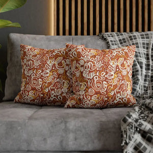 Autumn Boho Abstract Square Pillowcase - Rust Floral - Dipaliz - Throw Pillows