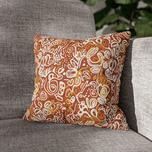 Autumn Boho Abstract Square Pillowcase - Rust Floral - Dipaliz - Throw Pillows