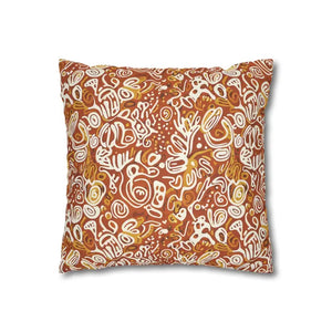 Autumn Boho Abstract Square Pillowcase - Rust Floral - Dipaliz - Throw Pillows