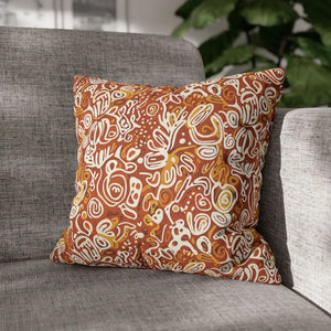 Autumn Boho Abstract Square Pillowcase - Rust Floral - Dipaliz - Throw Pillows