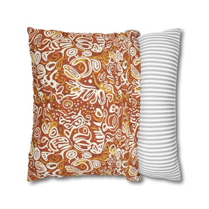 Autumn Boho Abstract Square Pillowcase - Rust Floral - Dipaliz - Throw Pillows