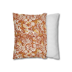 Autumn Boho Abstract Square Pillowcase - Rust Floral - Dipaliz - Throw Pillows