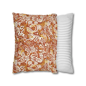 Autumn Boho Abstract Square Pillowcase - Rust Floral - Dipaliz - Throw Pillows