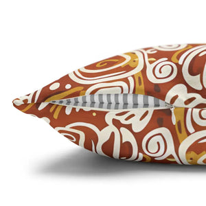 Autumn Boho Abstract Square Pillowcase - Rust Floral - Dipaliz - Throw Pillows