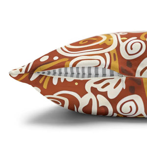 Autumn Boho Abstract Square Pillowcase - Rust Floral - Dipaliz - Throw Pillows