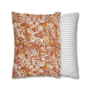Autumn Boho Abstract Square Pillowcase - Rust Floral - Dipaliz - Throw Pillows