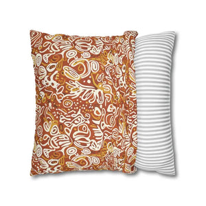 Autumn Boho Abstract Square Pillowcase - Rust Floral - Dipaliz - Throw Pillows