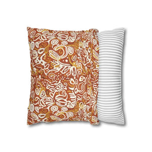 Autumn Boho Abstract Square Pillowcase - Rust Floral - Dipaliz - Throw Pillows