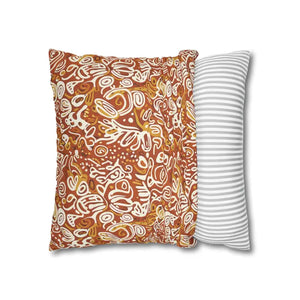 Autumn Boho Abstract Square Pillowcase - Rust Floral - Dipaliz - Throw Pillows