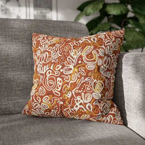 Autumn Boho Abstract Square Pillowcase - Rust Floral - Dipaliz - Throw Pillows