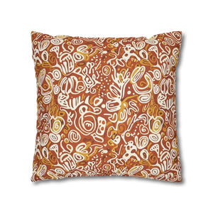 Autumn Boho Abstract Square Pillowcase - Rust Floral - Dipaliz - Throw Pillows