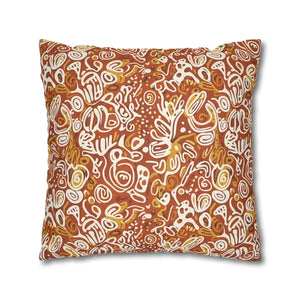 Autumn Boho Abstract Square Pillowcase - Rust Floral - Dipaliz - Throw Pillows