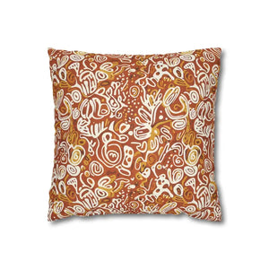 Autumn Boho Abstract Square Pillowcase - Rust Floral - Dipaliz - Throw Pillows