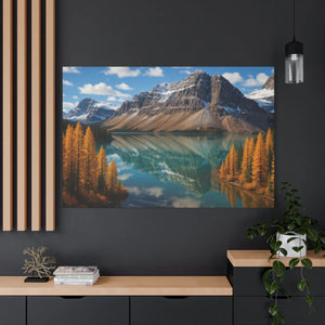 Autumn Bow Lake Canvas – Stretched Pine Art - Dipaliz - Posters Prints & Visual Artwork