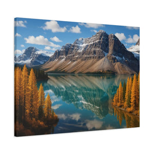 Autumn Bow Lake Canvas – Stretched Pine Art - Dipaliz - Posters Prints & Visual Artwork