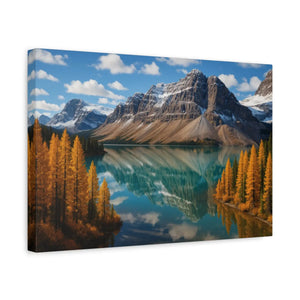 Autumn Bow Lake Canvas – Stretched Pine Art - Dipaliz - Posters Prints & Visual Artwork