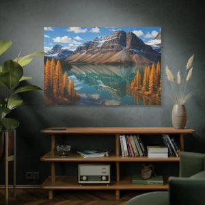 Autumn Bow Lake Canvas – Stretched Pine Art - Dipaliz - Posters Prints & Visual Artwork