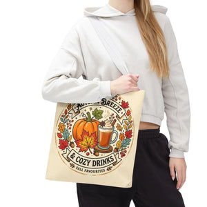 Autumn Breeze Tote Bag, Pumpkin & Cozy Drinks Fall Market - Bags