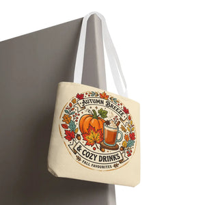 Autumn Breeze Tote Bag, Pumpkin & Cozy Drinks Fall Market - Bags