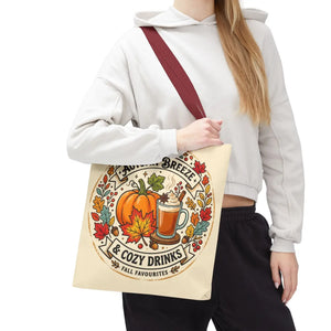 Autumn Breeze Tote Bag, Pumpkin & Cozy Drinks Fall Market - Bags
