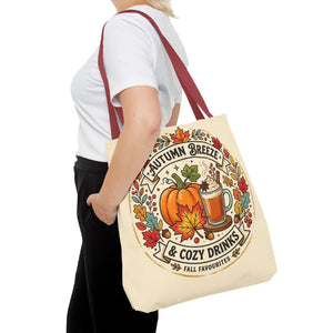 Autumn Breeze Tote Bag, Pumpkin & Cozy Drinks Fall Market - Bags